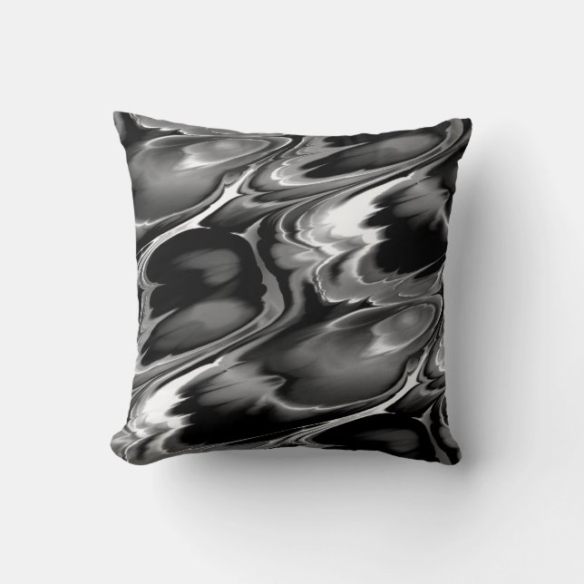 Black White & Grey Abstract Design Throw Pillow (Front)