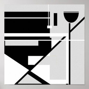 Black White Grey Abstract Director's Chair Design Poster