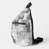 Black White Grey Cats Design Sling Bag