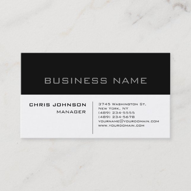Black & White Grey Charming Manager Business Card (Front)