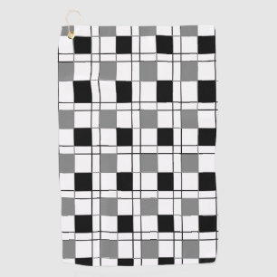 Black White Grey Chequered Pattern Golf Towel