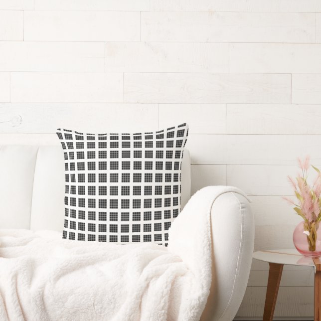 Black White Grey Chequered Pattern Livingroom Throw Pillow (Couch)