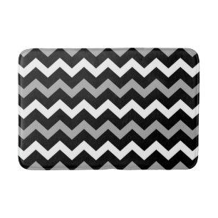 Black White & Grey Chevron Print Pattern Bath Mat