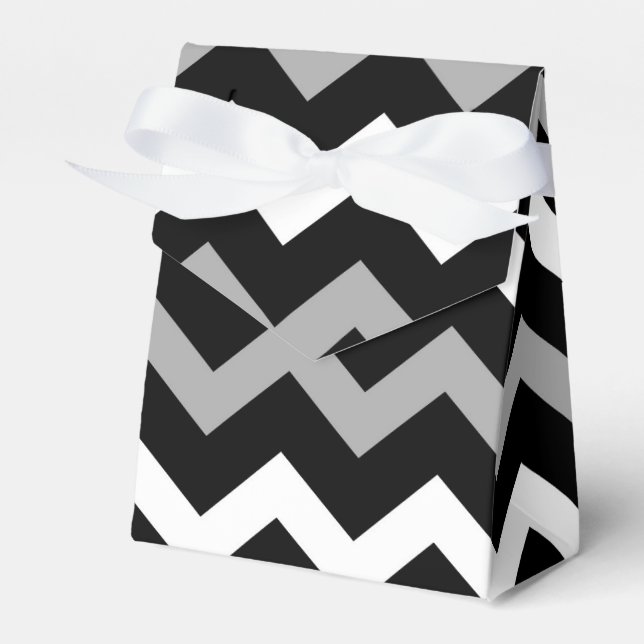 Black White & Grey Chevron Print Pattern Favor Box (Front Side)
