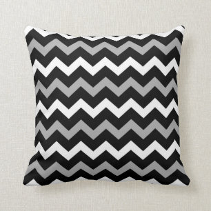 Black White & Grey Chevron Print Pattern Throw Pillow