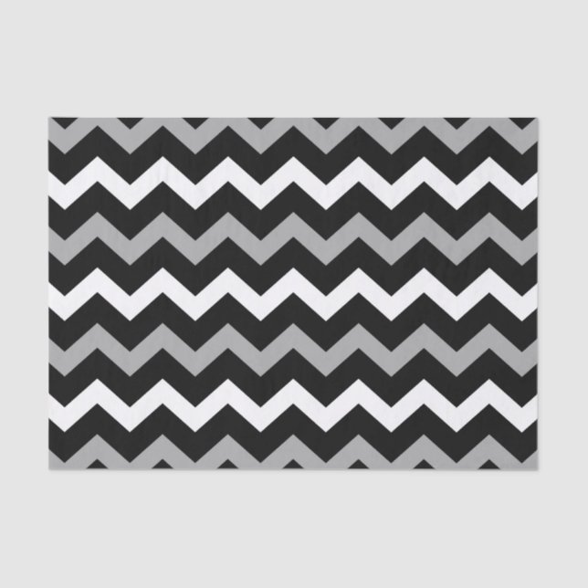 Black White & Grey Chevron Print Pattern Tissue Paper (Front)