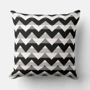Black White Grey Chevron Zigzag Throw Pillow