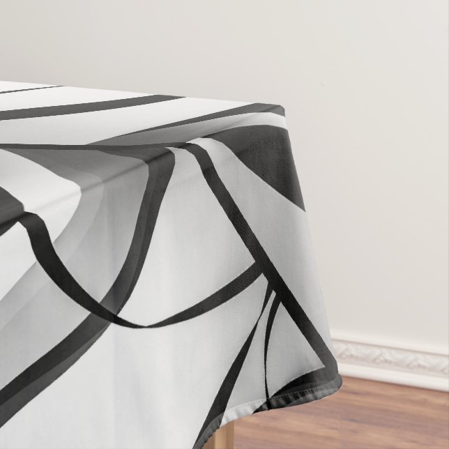 Black White Grey Curve Design Tablecloth (In Situ)