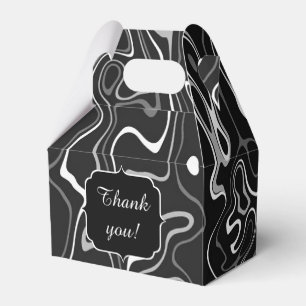 Black white grey damascus abstract swirls Monogram Favor Box