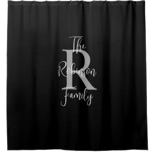 Black White Grey Family Name Monogrammed 