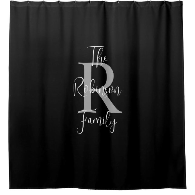 Black White Grey Family Name Monogrammed  (Front)