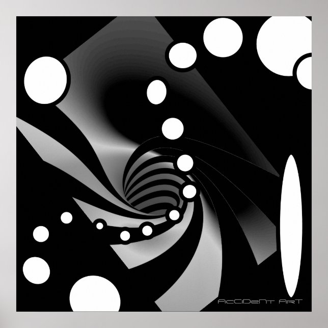 Black White Grey Geometric Abstract Design Poster (Front)