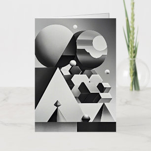 Black white grey geometric shapes foil greeting card