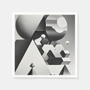Black white grey geometric shapes napkin