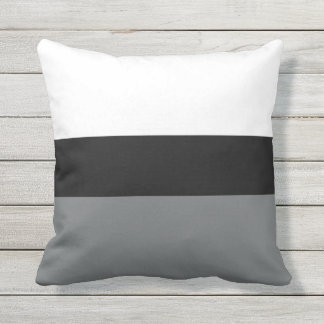 Black White Grey Horizontal Stripes Throw Pillow