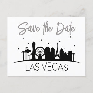 Black White Grey Las Vegas Wedding Save The Date Announcement Postcard