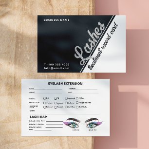 Black White Grey Lash Client Extension Map Business Card