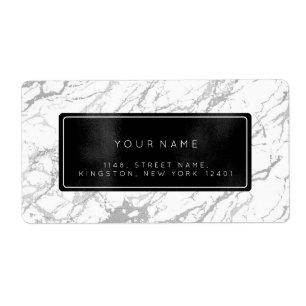 Black White Grey Marble Return Address Labels