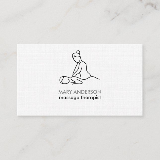 Black White Grey Massage Therapy Masseuse Spa Business Card (Front)