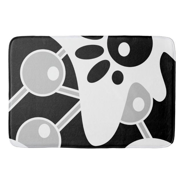Black white grey modern doodle art bath mat (Front)
