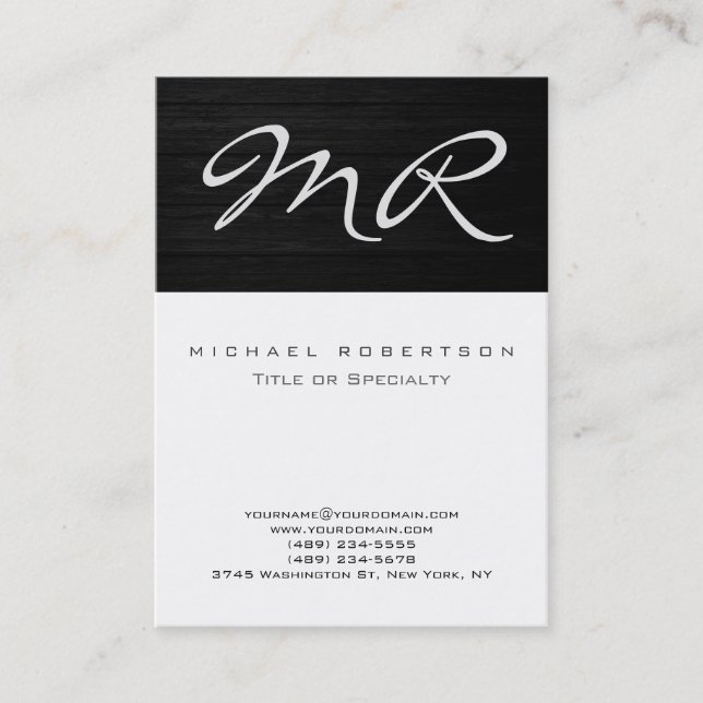 Black White Grey Modern Plain Business Card (Front)