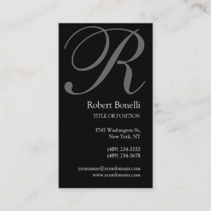 Black White Grey Monogram Business Card