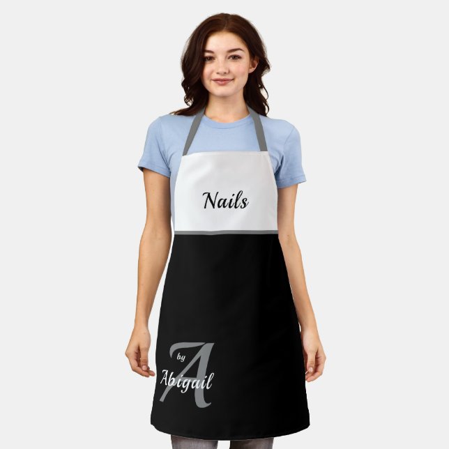 Black White Grey Nails By "Your Name" Apron (Worn)
