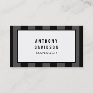 Black White Grey Pattern Striped Business Card