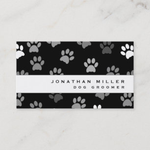 Black White & Grey Paw Prints Business Card