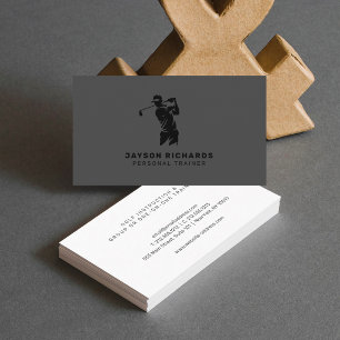 Black White Grey Personal Trainer Golf Coaching Business Card