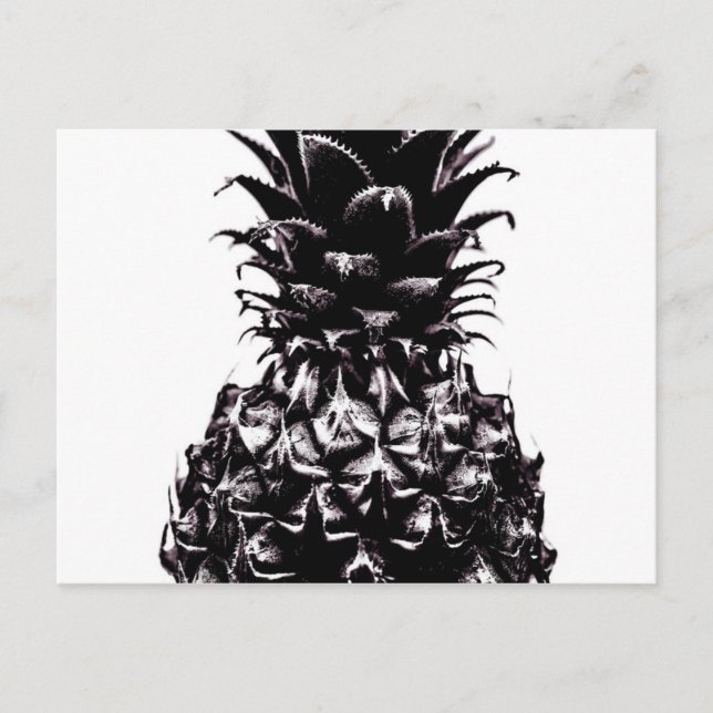 Black White Grey Pineapple Abstract Postcard (Front)