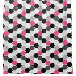 Black White Grey Pink Honeycomb Pattern