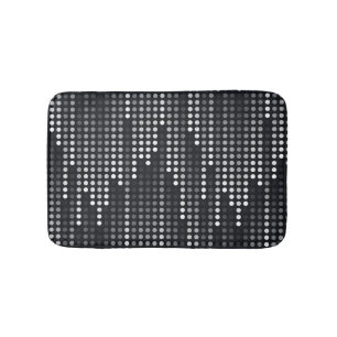 Black White Grey polka dots matrix Bath Mat