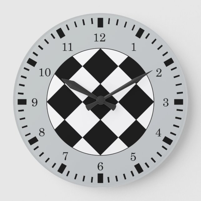 Black White Grey Racing Theme Wall Clock (Front)