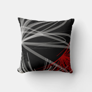 Black White Grey & Red Abstract Design Throw Pillo Throw Pillow