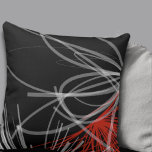 Black White Grey & Red Abstract Design Throw Pillow<br><div class="desc">This modern throw pillow features a stylish organic abstract design of white and grey ribbons with red accents on a black background. A simple, trendy and elegant throw pillow for your bedroom, favourite chair, as an elegant addition in your family room or living room decor, or a thoughtful modern home...</div>