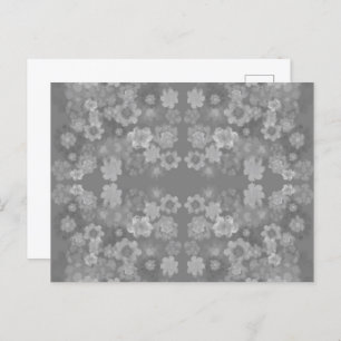 Black White Grey Retro Floral Watercolor Pattern  Postcard