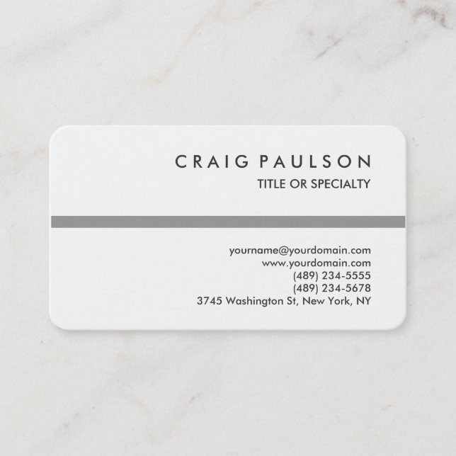 Black White Grey Rounded Corner Business Card (Front)