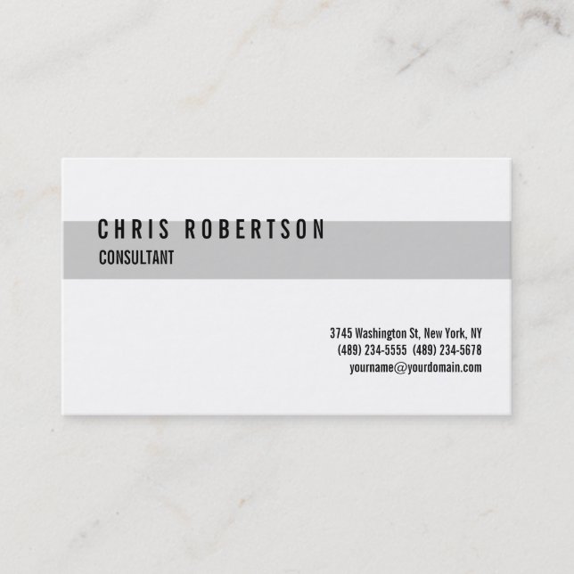 Black White Grey Stripe Business Card (Front)