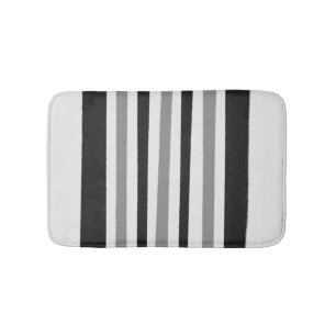 Black White Grey Striped Pattern Bath Mat