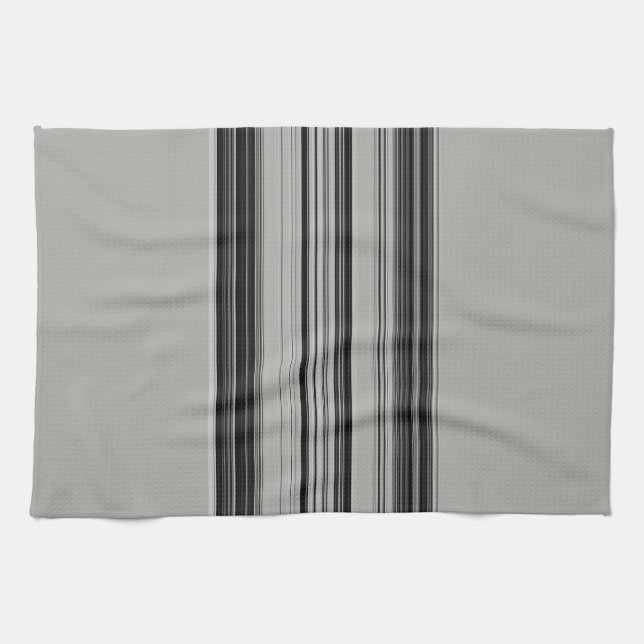 Black White Grey Striped Pattern Kitchen Towel (Horizontal)