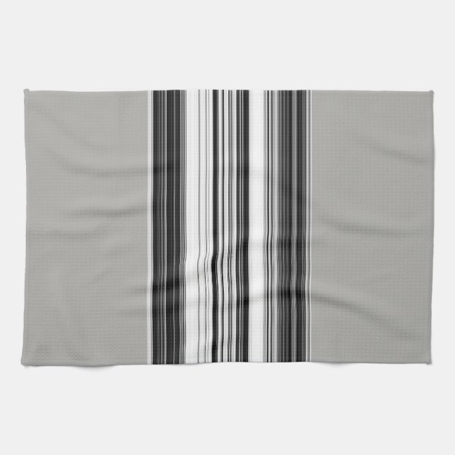 Black White Grey Striped Pattern Kitchen Towel (Horizontal)