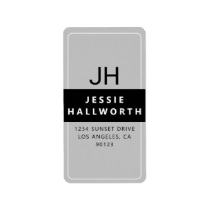 Black White & Grey Stylish Modern Monogram Label