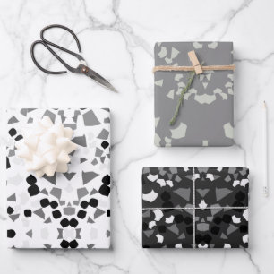 black white grey terrazzo wrapping paper sheet