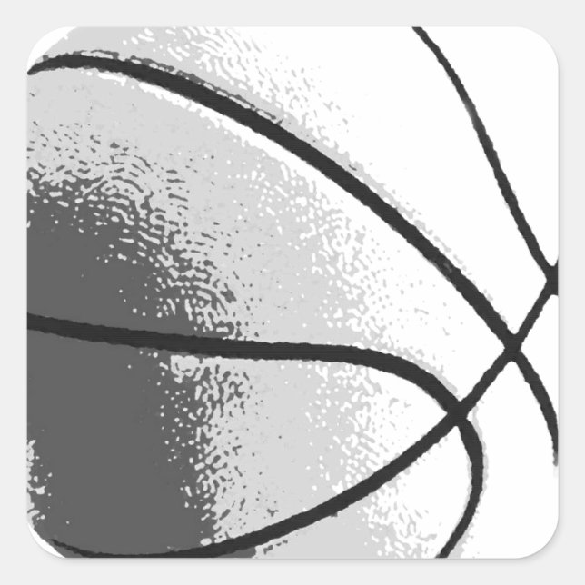 Black White Grey Trendy Pop Art Basketball Square Sticker (Front)