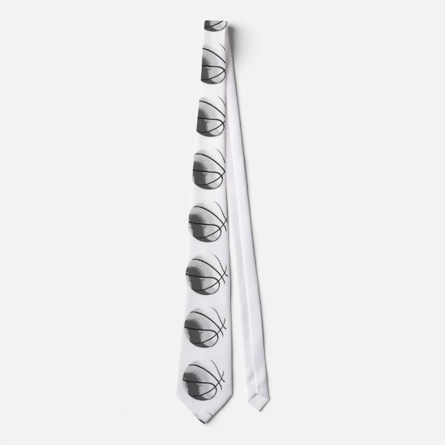 Black White Grey Trendy Pop Art Basketball Tie (Front)