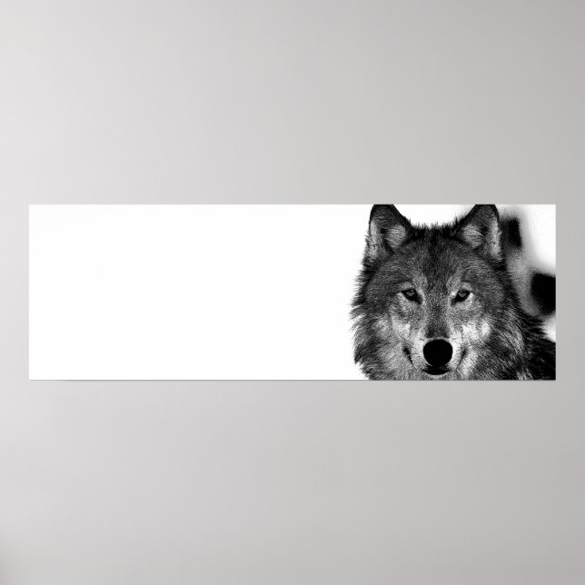 Black & White Grey Wolf Artwork Poster (Front)