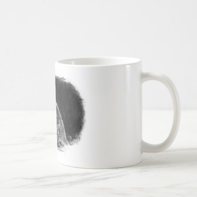Black & White Grey Wolf Sketch Artwork Coffee Mug (Right)