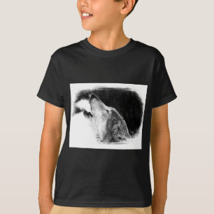 Black & White Grey Wolf Sketch Artwork T-Shirt