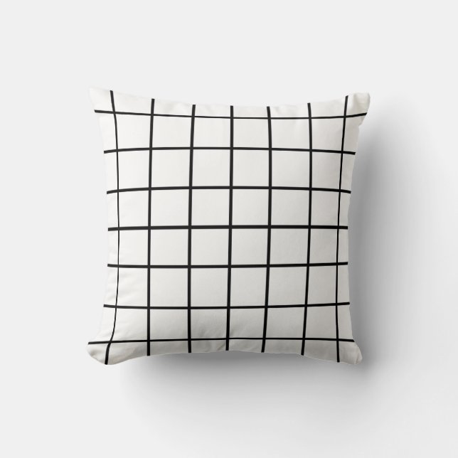 Black white Grid Pattern Throw Pillow (Front)